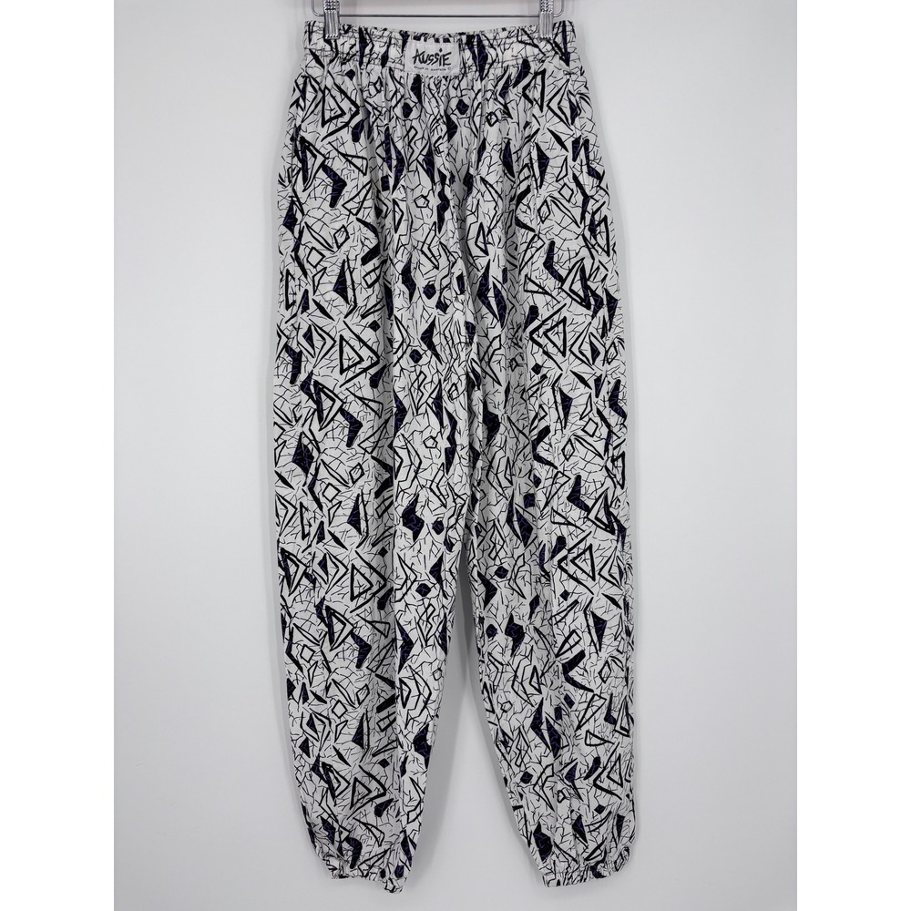 Vintage Aussie MC Hammer Pants Mens XL White Abstract 80s 90s Cotton Parachute